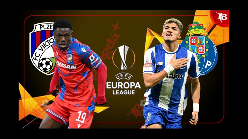 Cầu thủ Plzen và Porto đấu tranh gay gắt trên sân cỏ